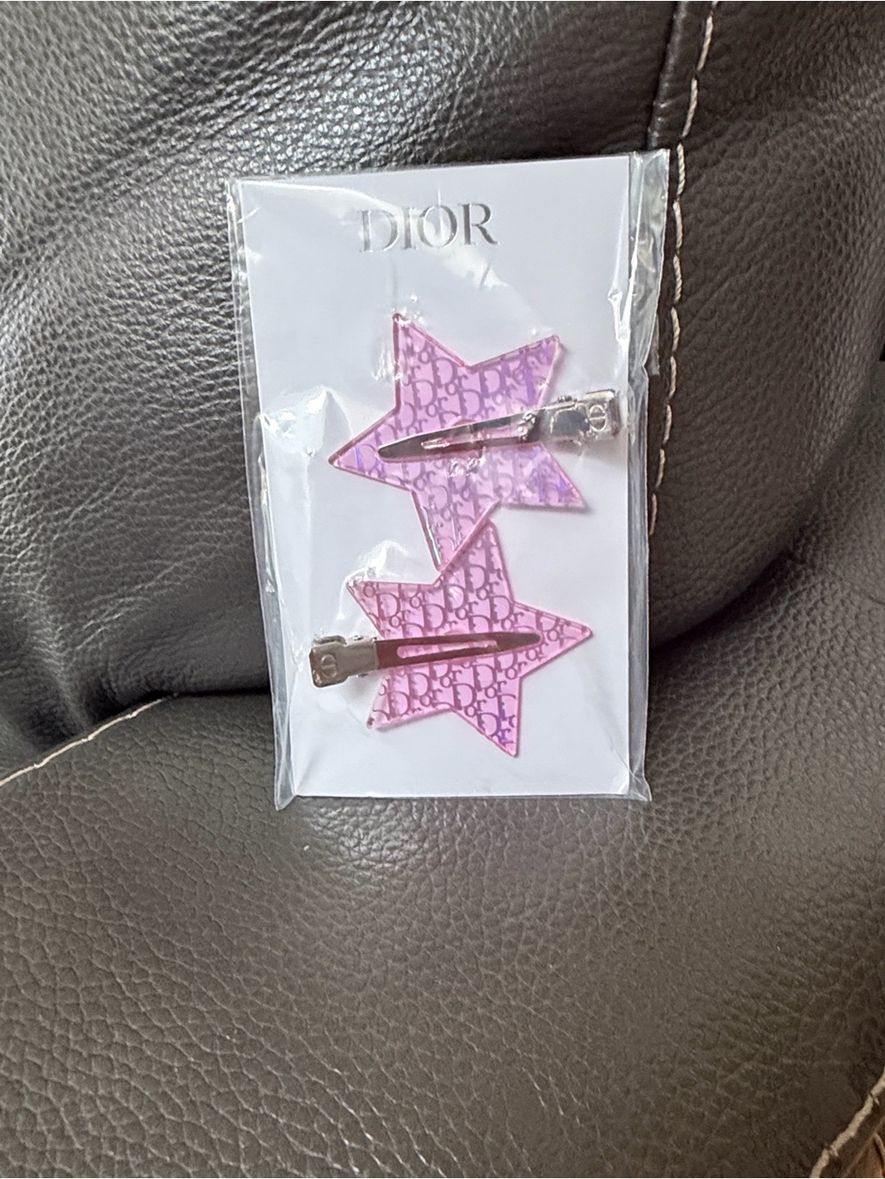 Dior Pink Star Logo Hair Clips.